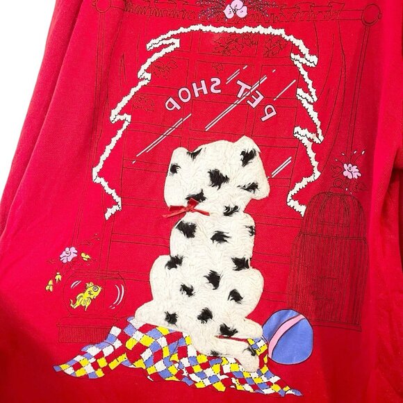 Vintage Pet Shop Dog Sweatshirt Dress Sleep Retro 90s Fuzzy Warm Holiday Red M - Picture 3 of 8